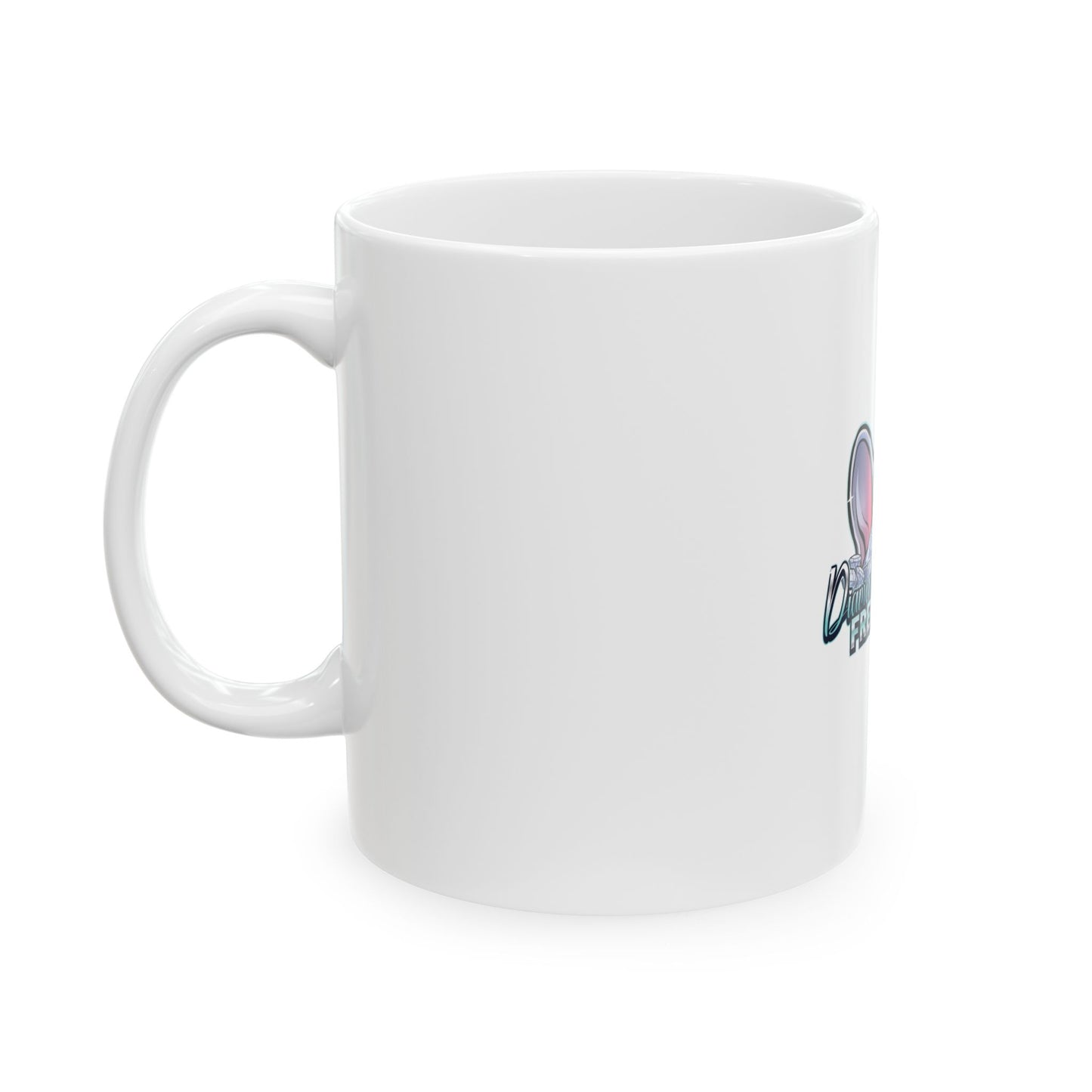 Frenchies Diamond Shield Mug — Cute French Bulldog Ears Logo Ceramic Coffee Cup (11oz/15oz)